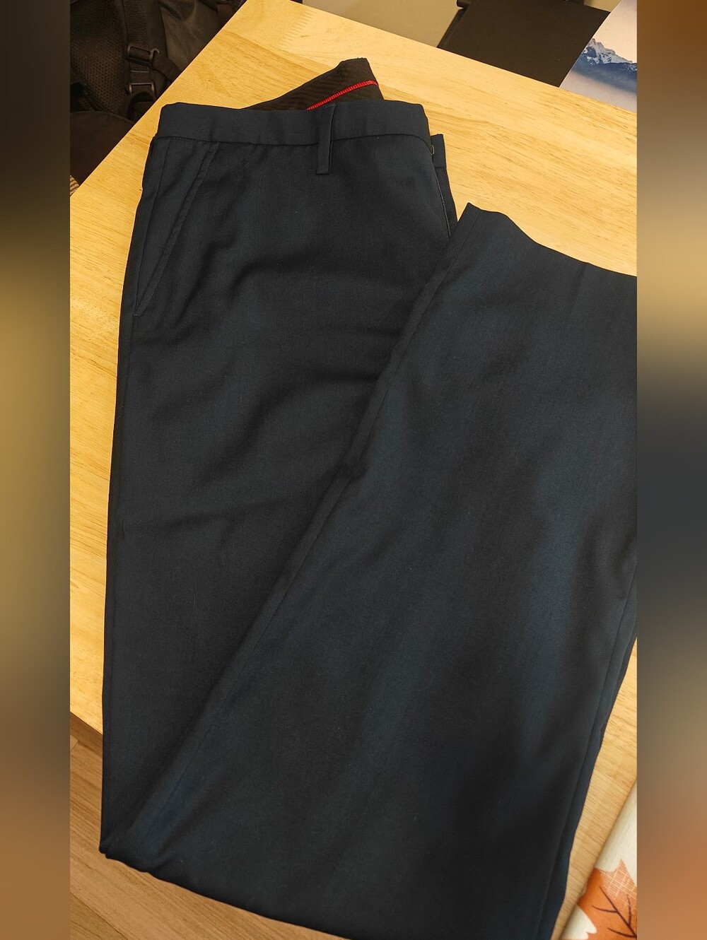 Saks Fifth Avenue Navy Dress Trousers with Red Waist Detail